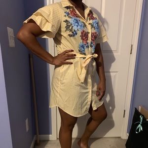 Yellow flowered Shirt Dress